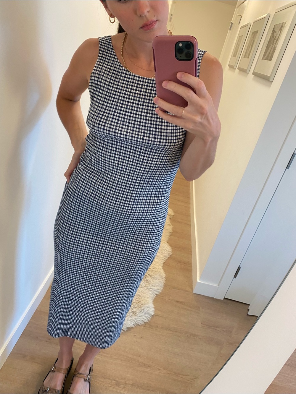Permanent Vacation Ritual Tank Dress blue gingham size small